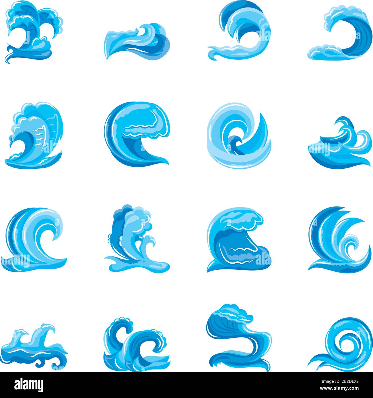 set of ocean waves with curling vector illustration design Stock Vector ...