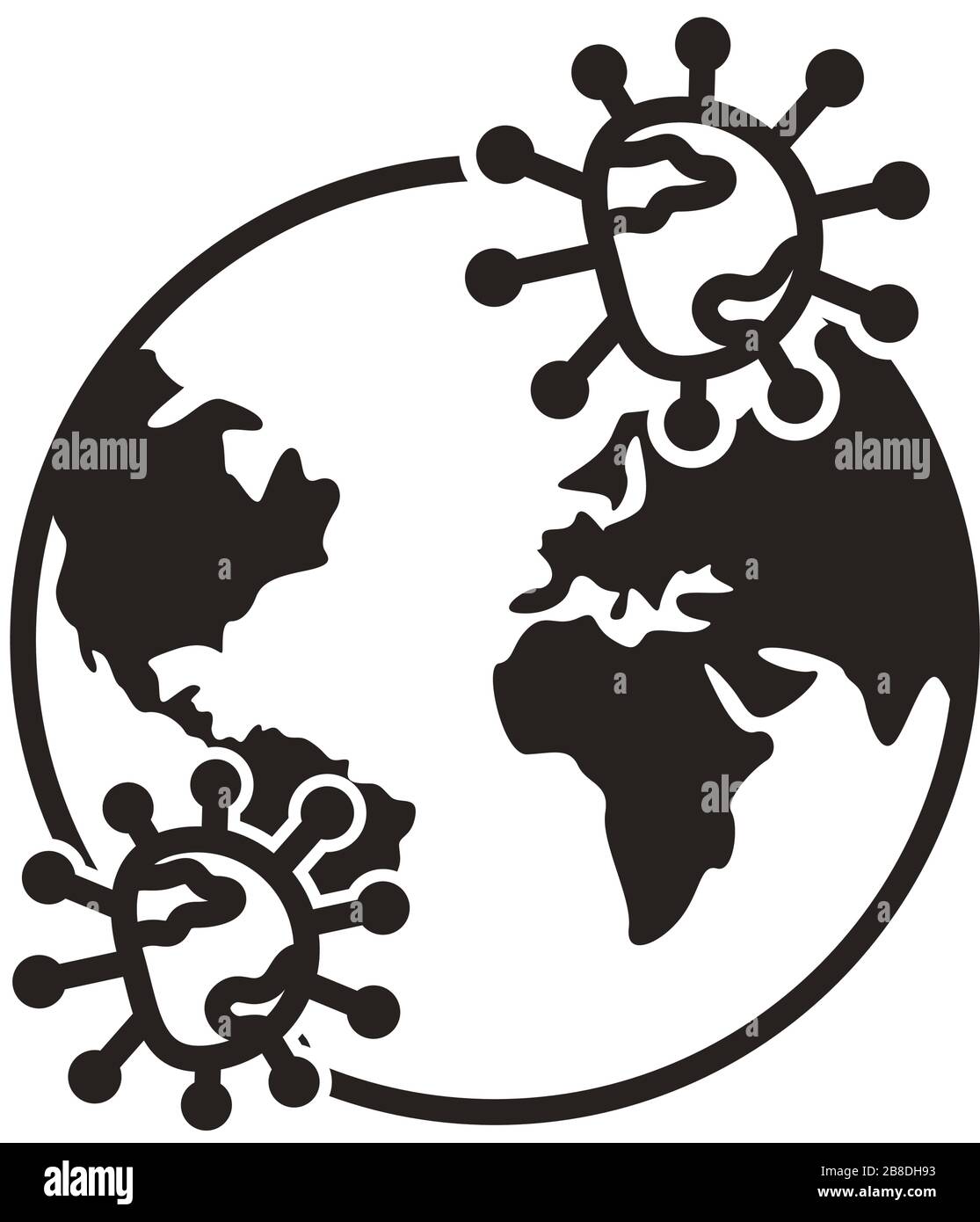 world planet with covid19 particles line style icon Stock Vector Image ...