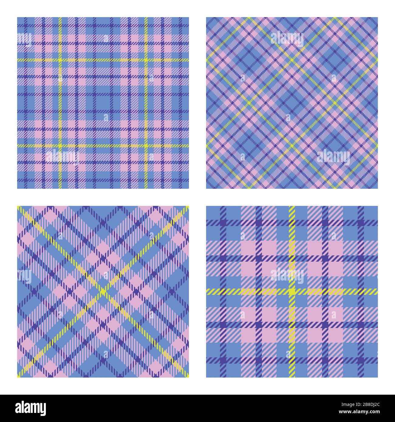 Scottish tartan plaid. Set of 2 seamless patterns. Trendy tiles. Vector included pattern swatches. Good for home decor, textile, wrapping and other. Stock Vector