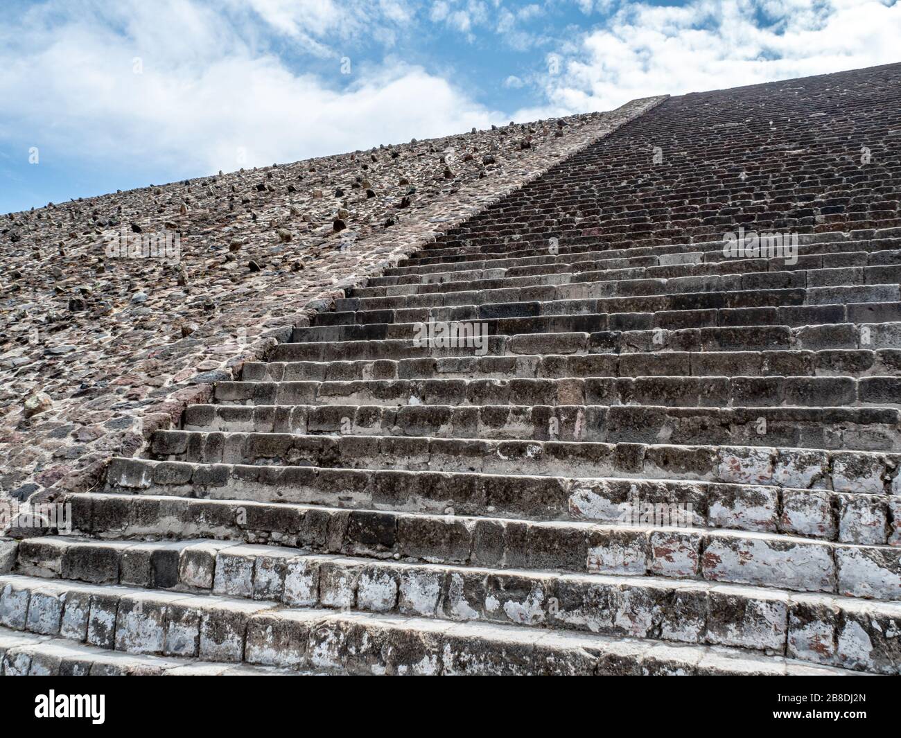 Close up of steps leading to the top of Teotihuacan, the Pyramid of the ...