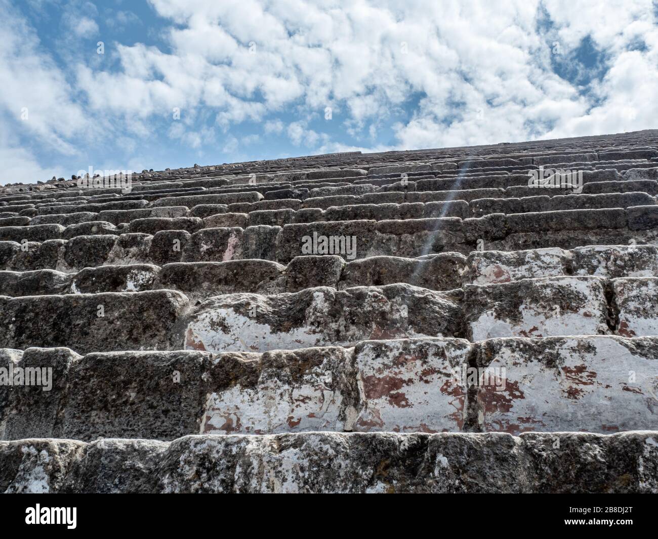 Close up of steps leading to the top of Teotihuacan, the Pyramid of the Sun Stock Photo