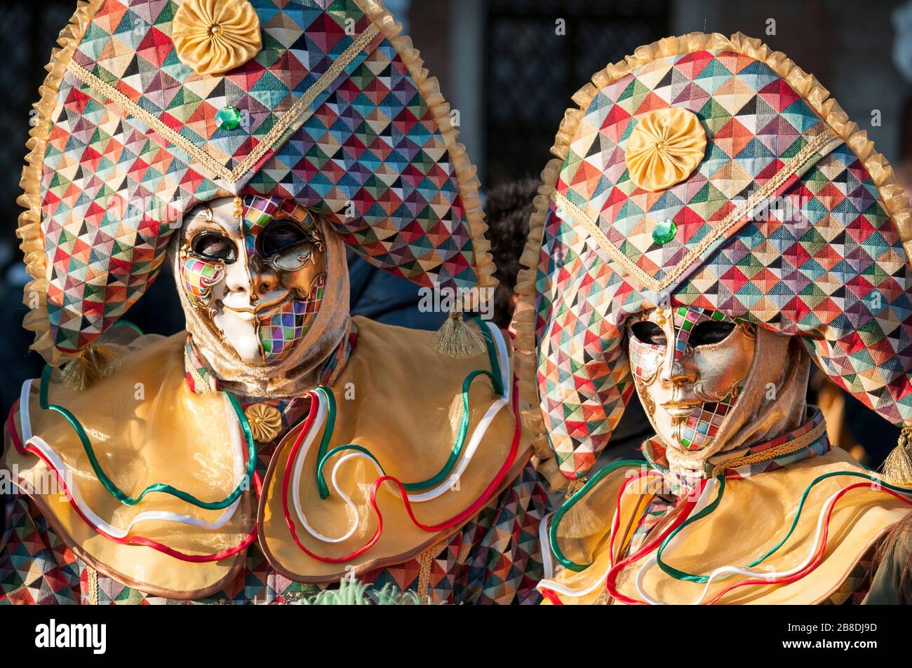 Colorful carnival masks at a traditional festival in Venice, Italy Stock Photo