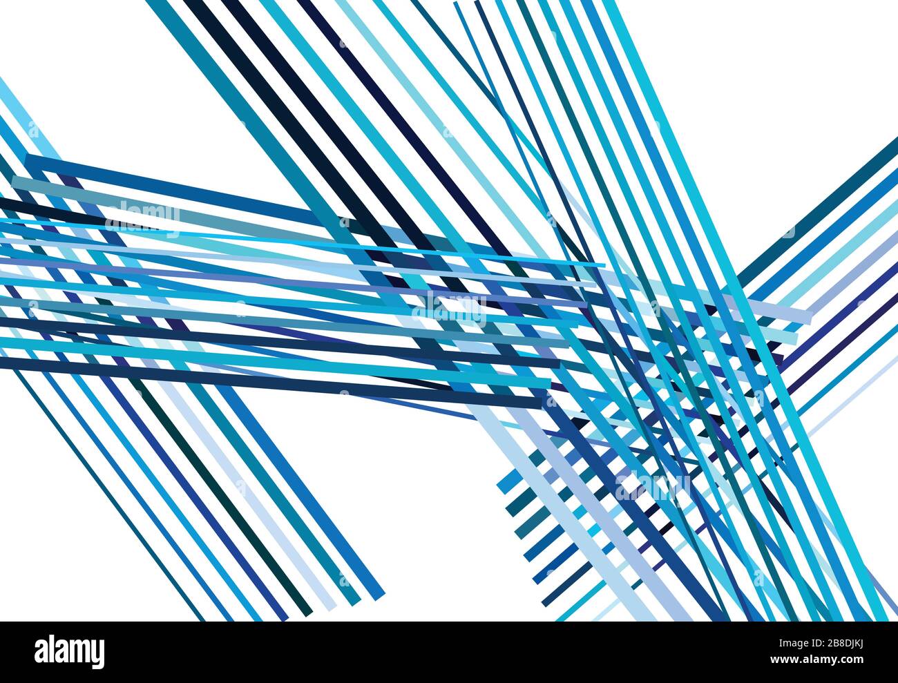 Colorful Blue Abstract geometric art with random, chaotic lines ...
