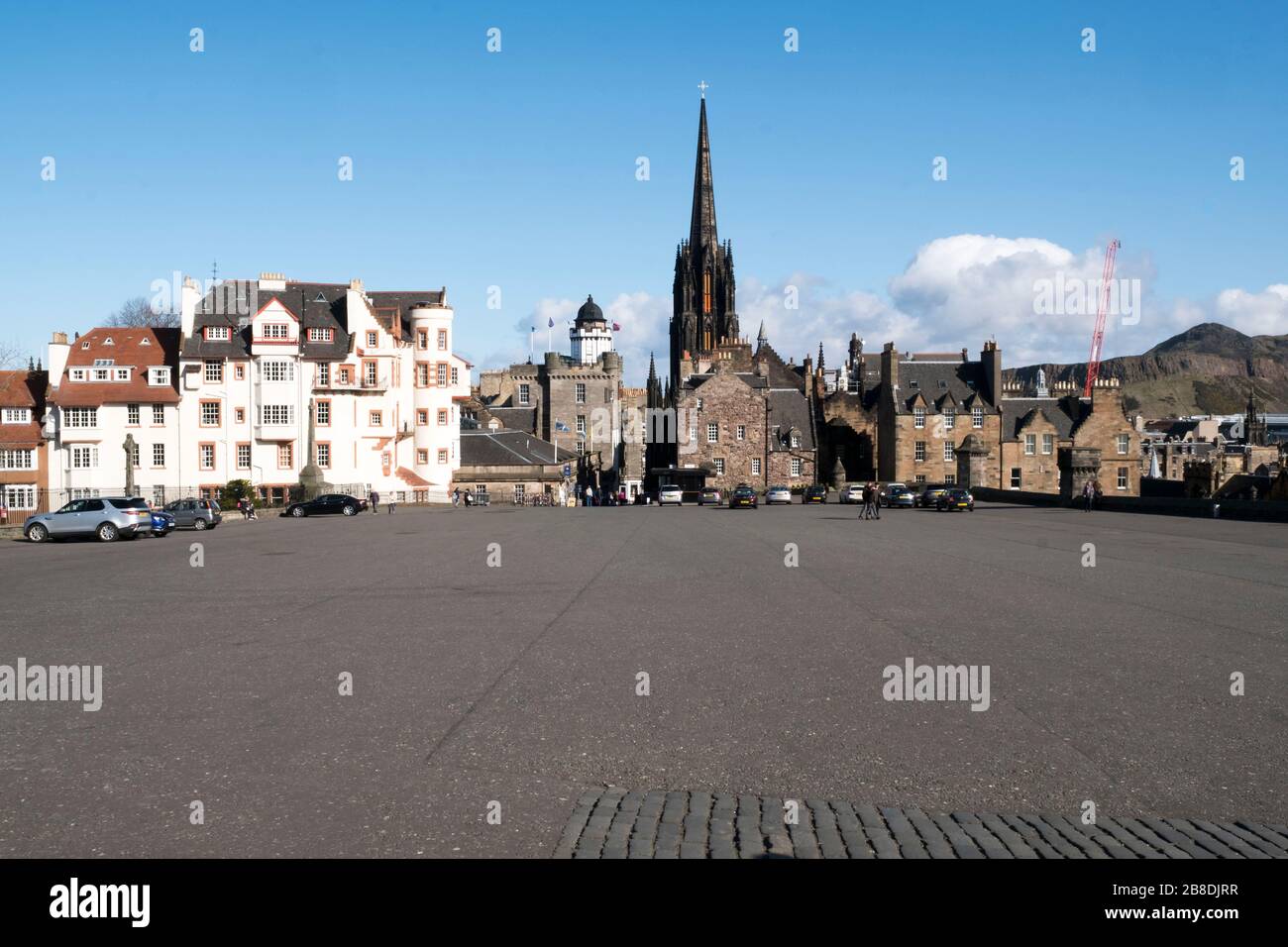 Edinburgh Castle esplanade during the Coronavirus pandemic. Stock Photo