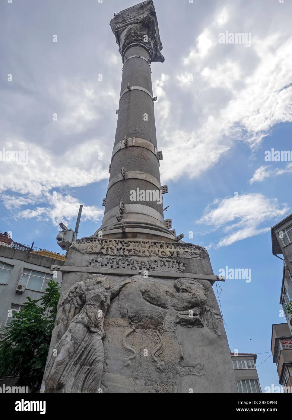 The Kiztasi or Markianos Column. A monument commemorating the Byzantine Emperor Markianos in Istanbul in 455. It is located in Fatih district of Istan Stock Photo