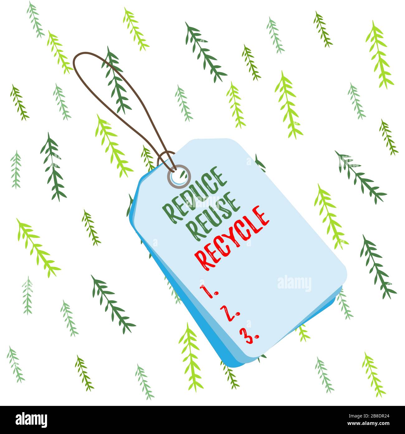 Handwriting text Reduce Reuse Recycle. Conceptual photo environmentallyresponsible consumer behavior Label rectangle empty badge attached string color Stock Photo