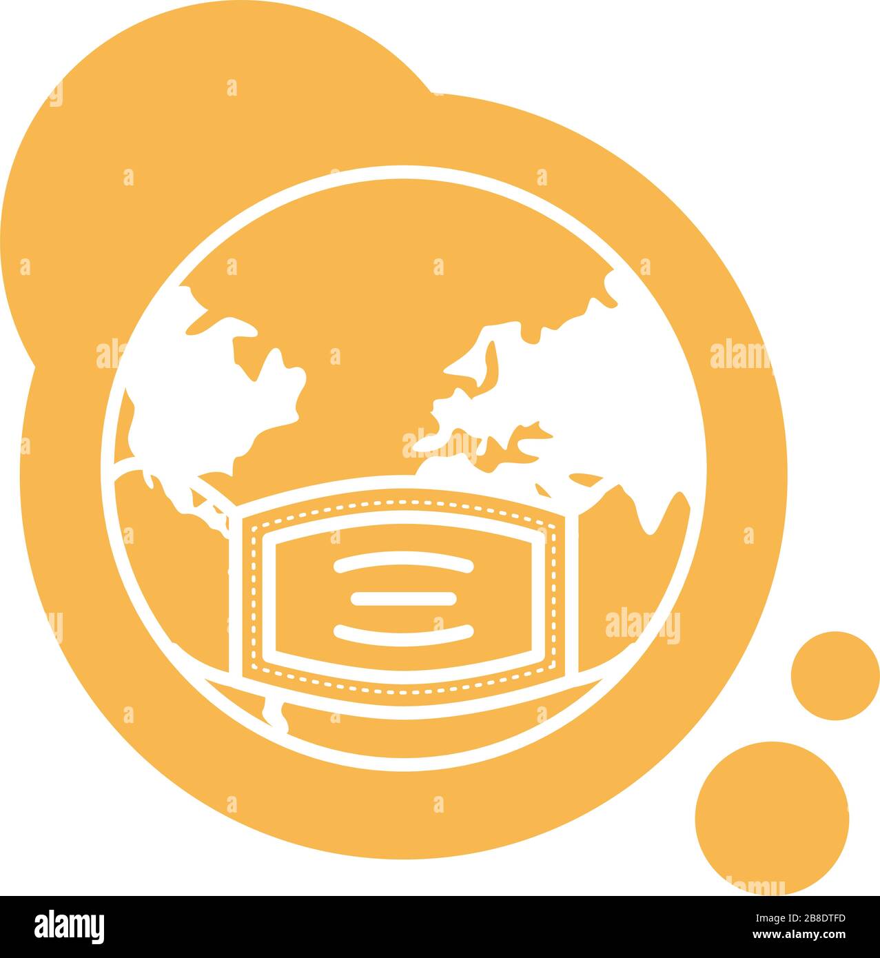 world planet with face mask accessory block style Stock Vector Image ...