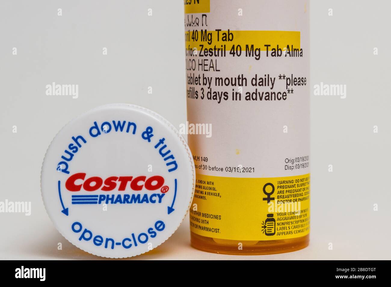 A prescrition from a Costco Pharmacy in Modesto California USA Stock Photo