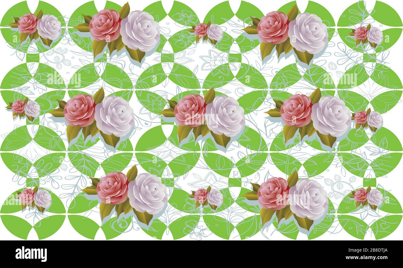 Roses on abstract art design Stock Vector