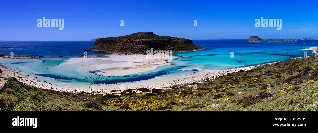 Beach and Bay of Balos, Gramvousa Peninsula, Crete, Greece Stock Photo