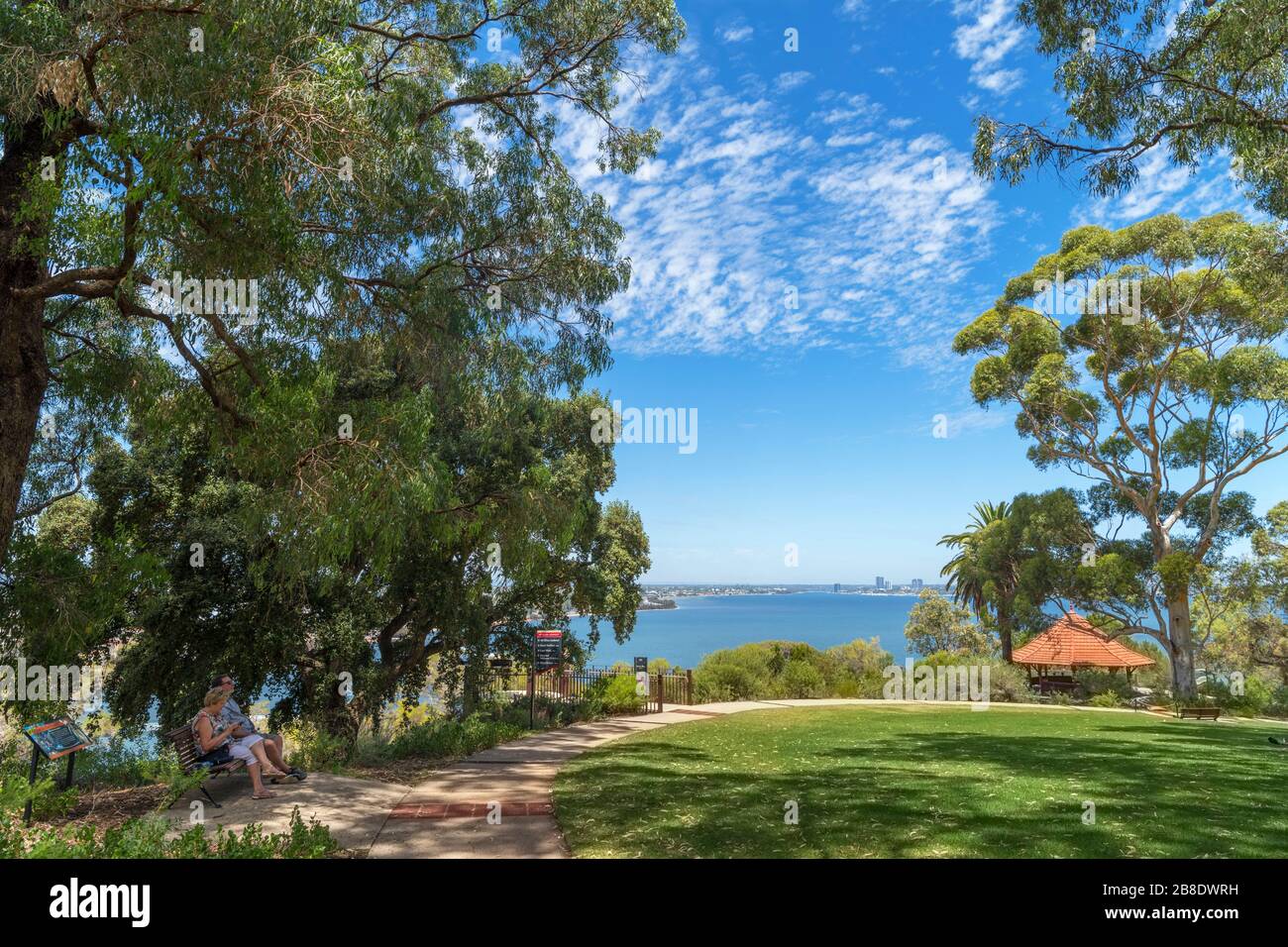 View over the Swan River from Mount Eliza Lookout, King's Park, Perth, Western Australia, Australia Stock Photo