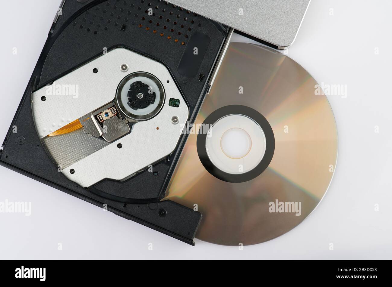 Storage on dvd theme. Burning cd device isolated Stock Photo