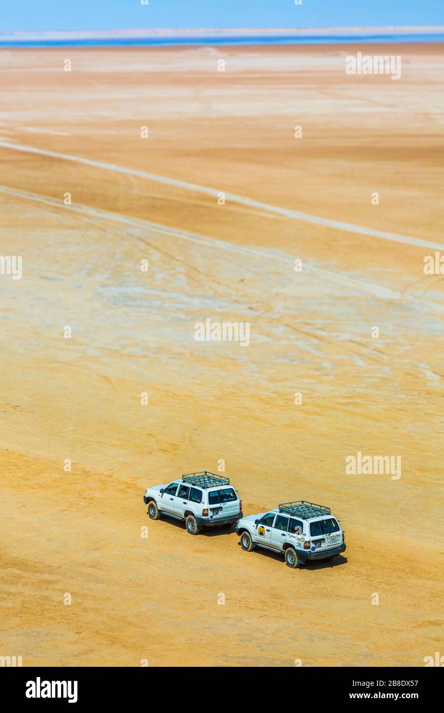 4WD cars in the desert. Stock Photo