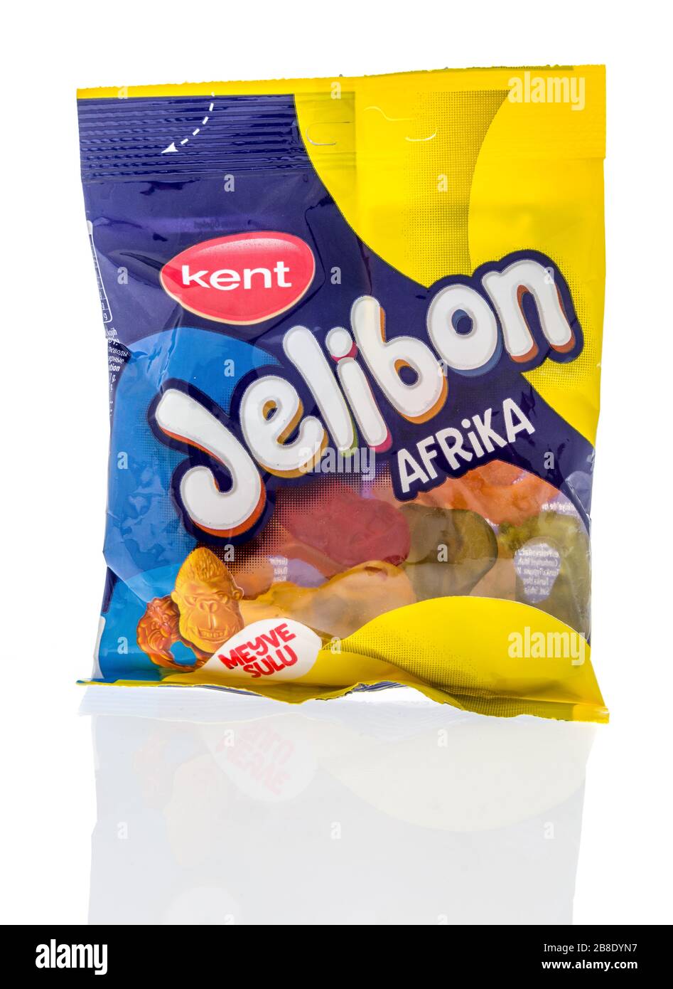 Winneconne,  WI - 17 March 2020:  A package of Jelibon afrika gummy animals on an isolated background. Stock Photo