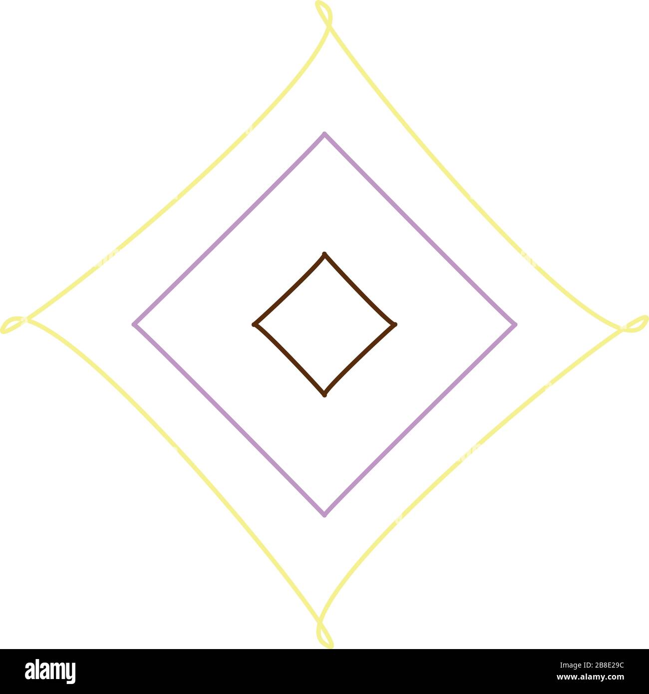 Geometric mandala / ornament / decoration symbol, icon. Simple, basic circular, concentric abstract design element. Lotus, floral motif (Colorful, mul Stock Vector