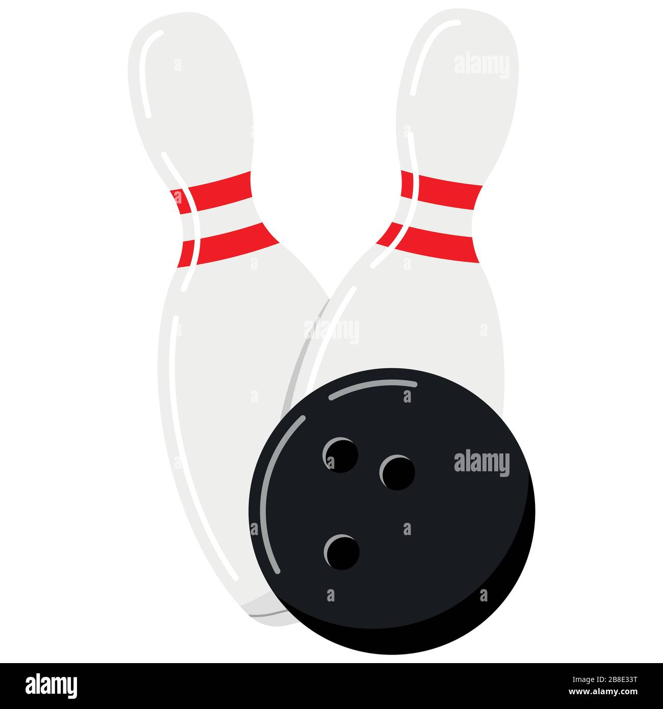 Bowling ball and pin vector icon isolated on white background Stock