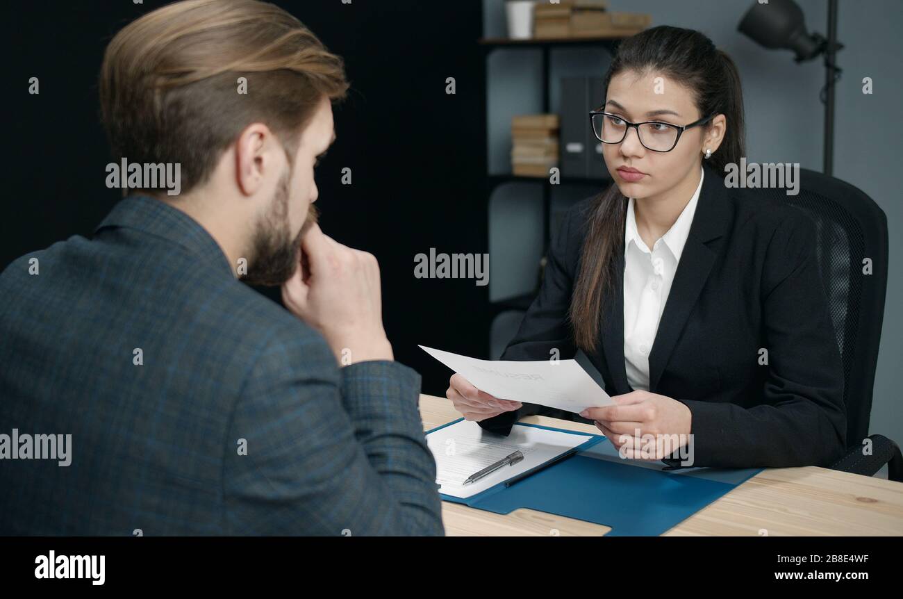 Hirer interviewing candidate Stock Photo
