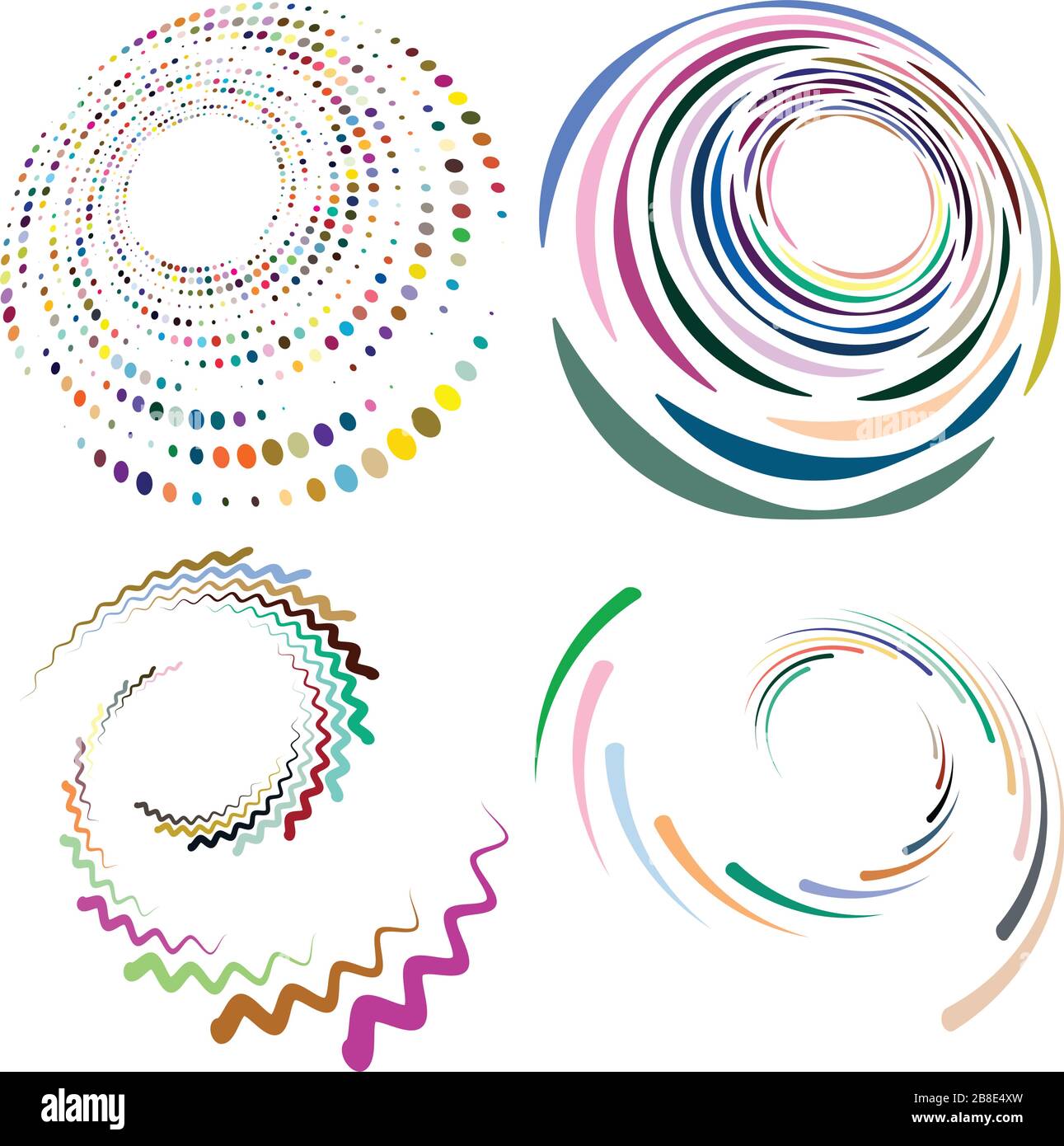 Wrangling Shape Set of mottled, multi color and colorful spiral, swirl, twirl shapes ...