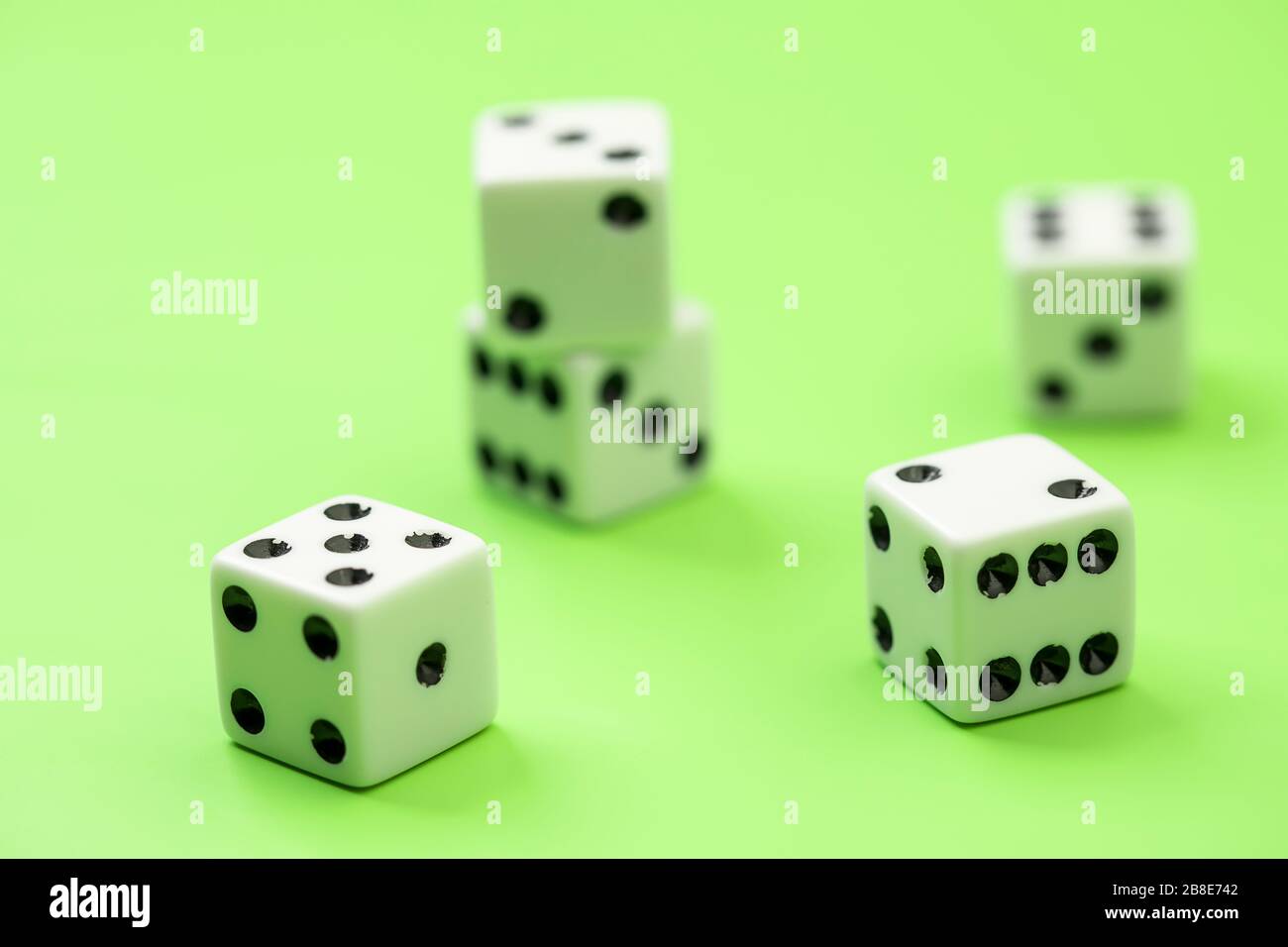 A conceptual photo of different numbered dice showing Stock Photo Alamy