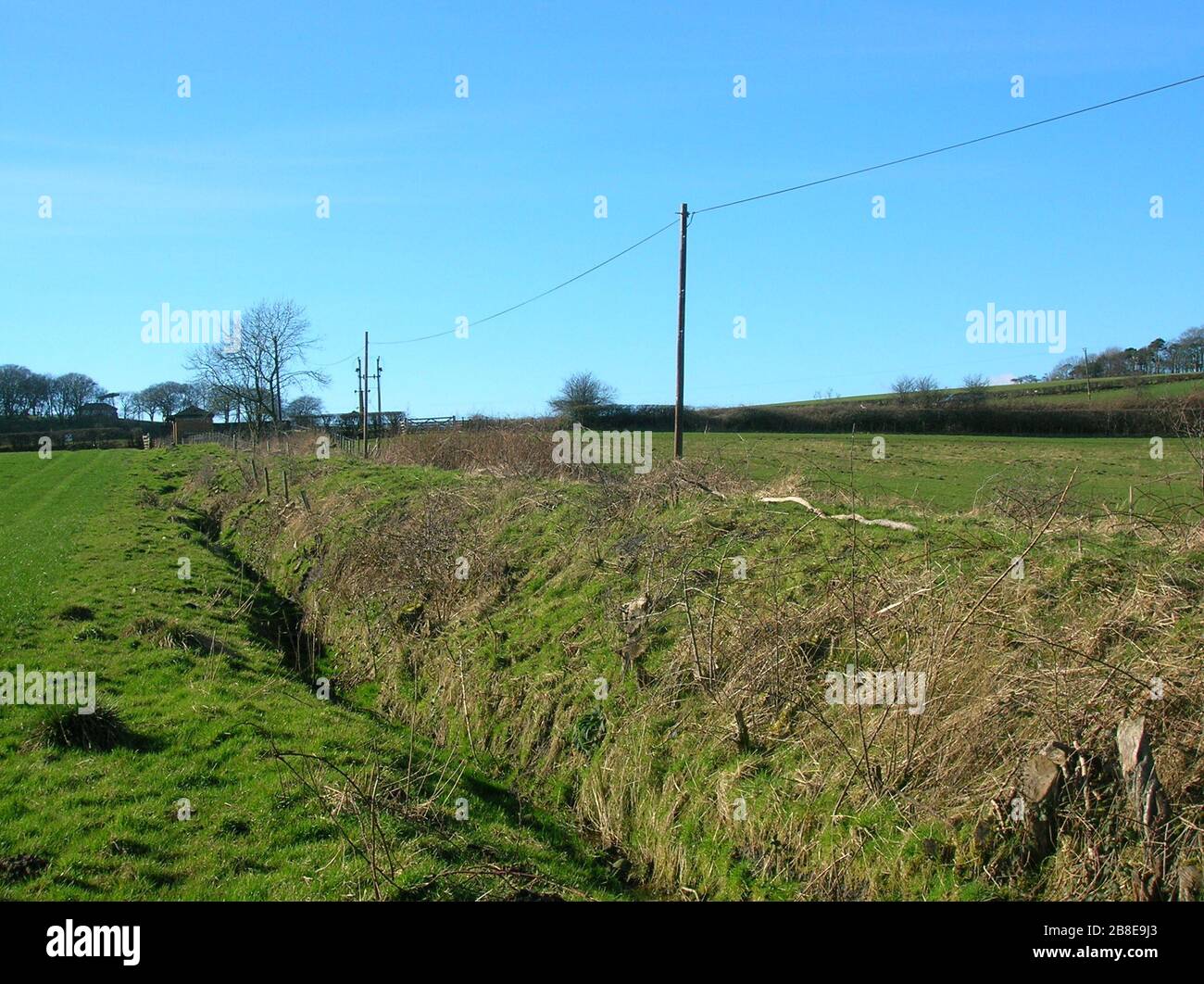 'English: A view of the embankment of the incline plain Monkcastle fireclay mine railway. Dalry, Ayrshire, Scotland.; 8 March 0004; self-madeTransferred from en.wikipedia; Rosser (talk); ' Stock Photo