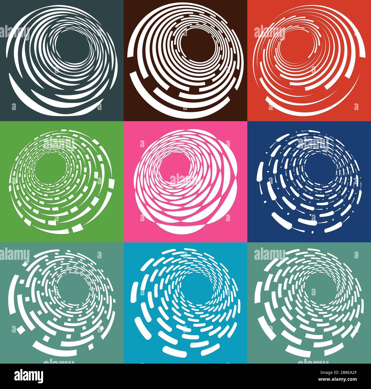 set of white helical, spiraling, curl and curly shapes. spiral, twirl