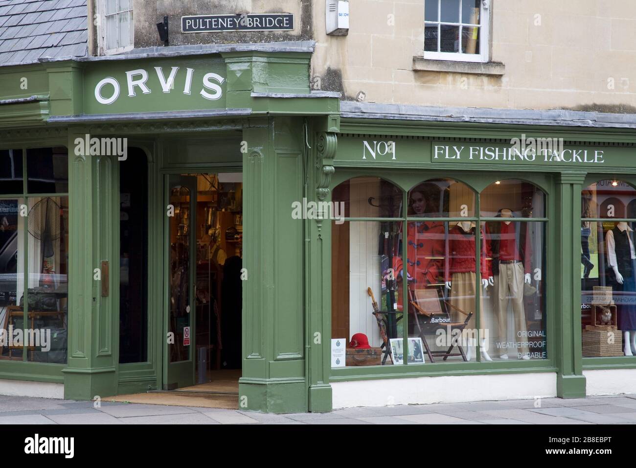 Orvis shop on Pulteney Bridge, Bath, Somerset, England, United Kingdom, Great Britain, Europe Stock Photo