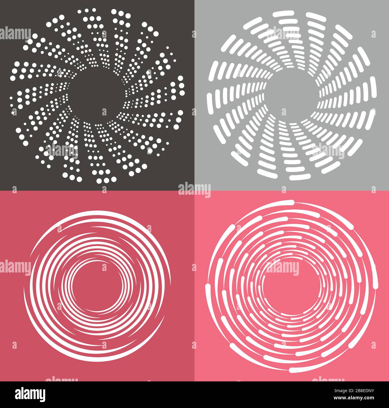 set of white helical, spiraling, curl and curly shapes. spiral, twirl
