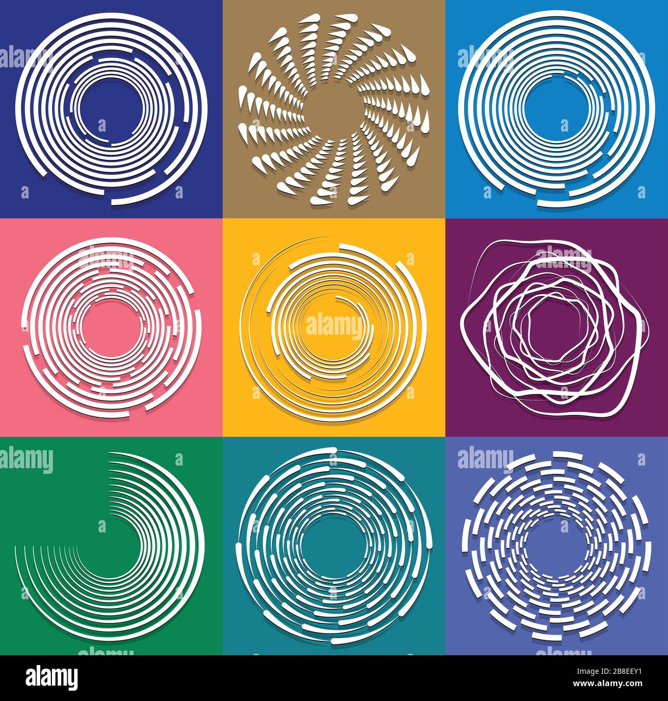 set of white helical, spiraling, curl and curly shapes. spiral, twirl