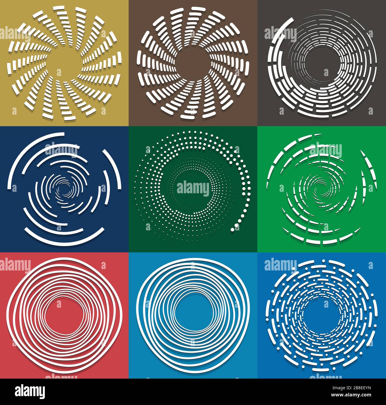 set of white helical, spiraling, curl and curly shapes. spiral, twirl