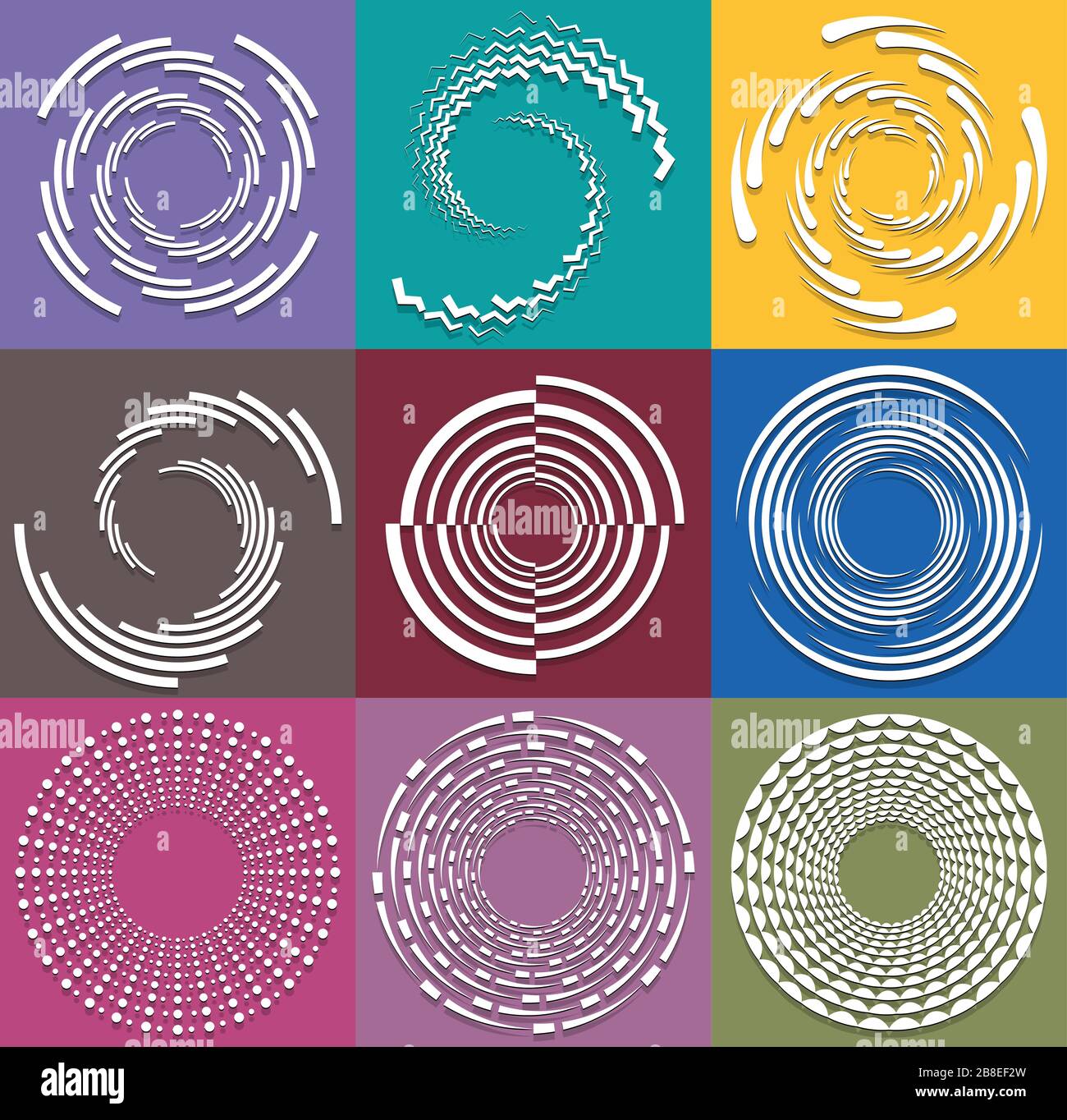 set of white helical, spiraling, curl and curly shapes. spiral, twirl