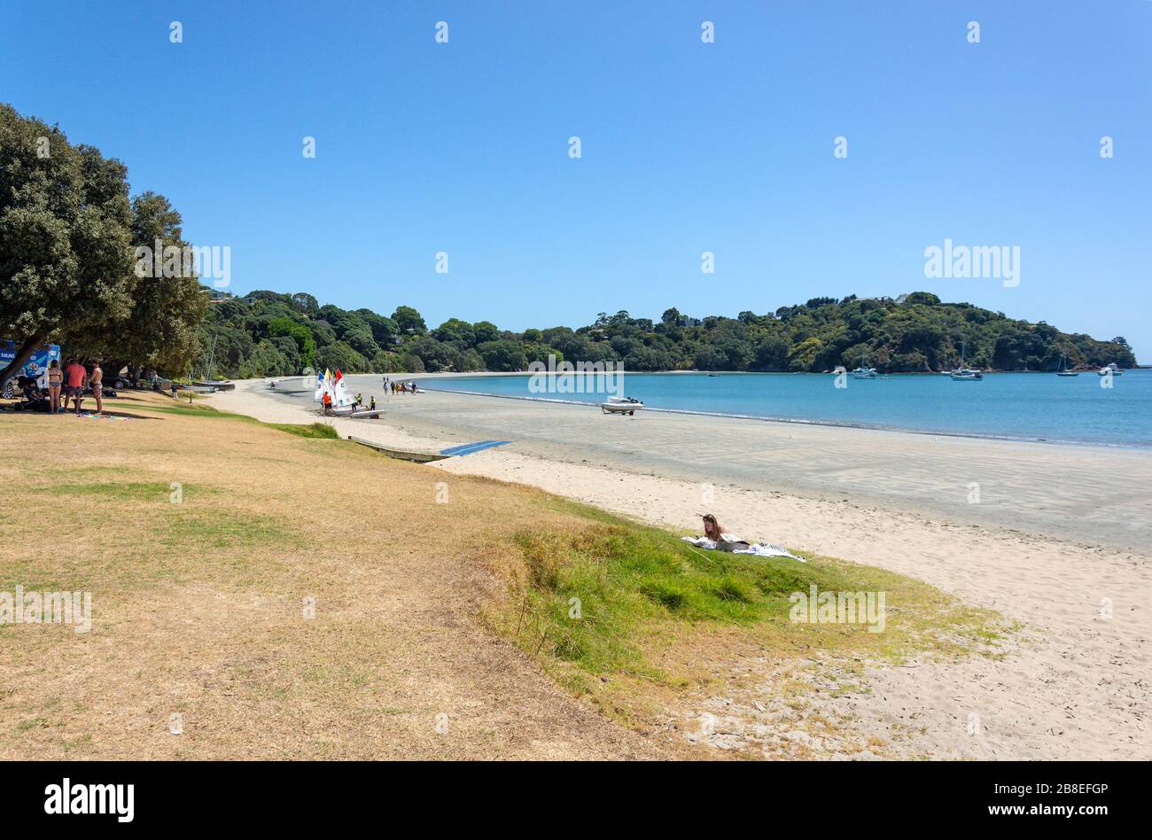 Oneroa Beach, Oneroa,  Waiheke Island, Hauraki Gulf, Auckland, New Zealand Stock Photo