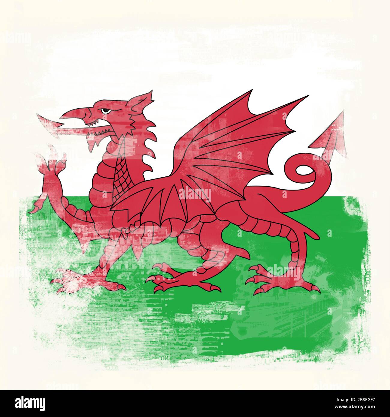 Flag of Wales created in grunge style Stock Photo - Alamy