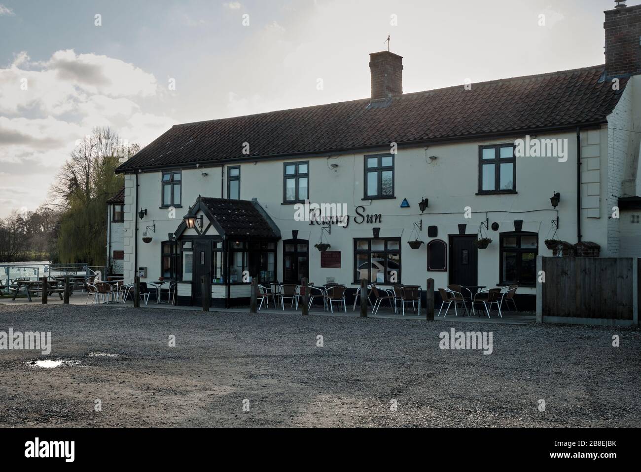 View of Rising Sun Public House, Coltishall, Norfolk from the car park. Stock Photo
