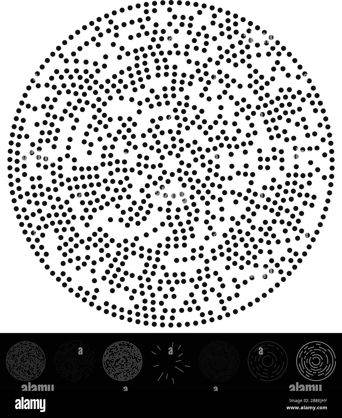 Random dots, circles abstract. Speckles, dotted radial, radiating ...