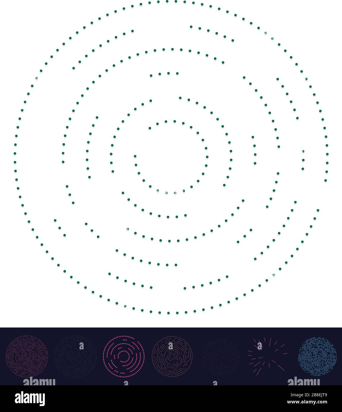 Random dots, circles abstract. Speckles, dotted radial, radiating ...