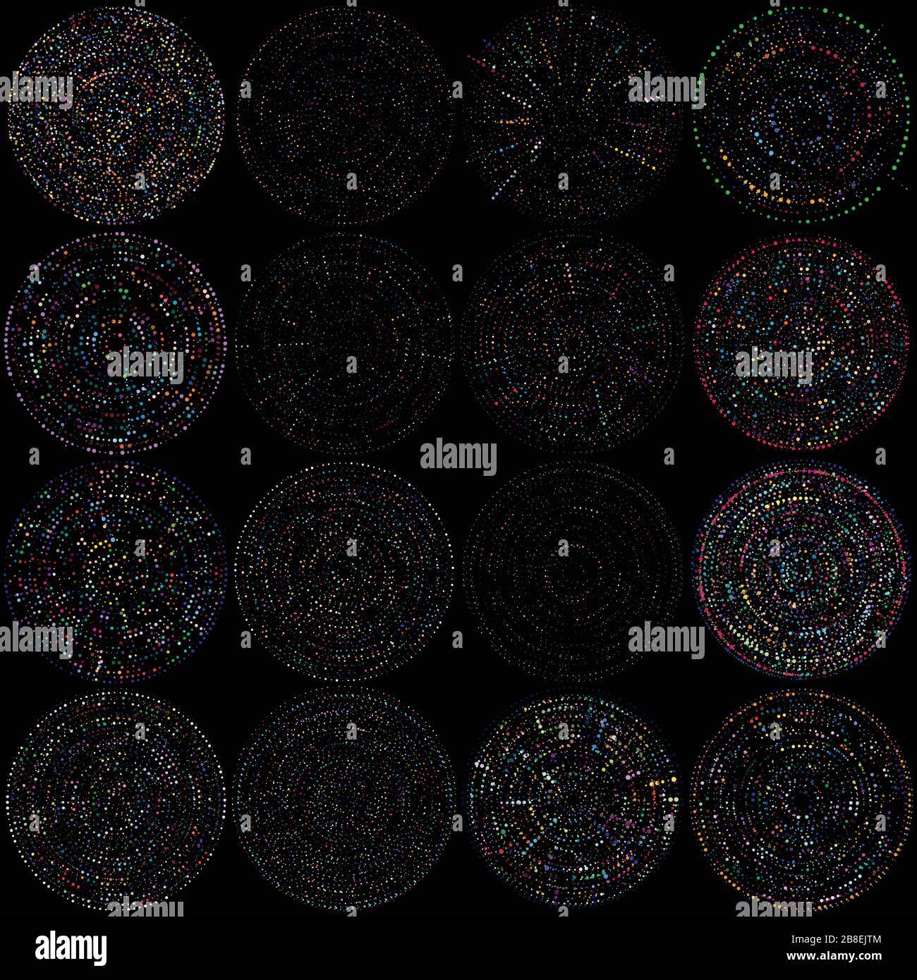 Random dots, circles abstract. Speckles, dotted radial, radiating ...