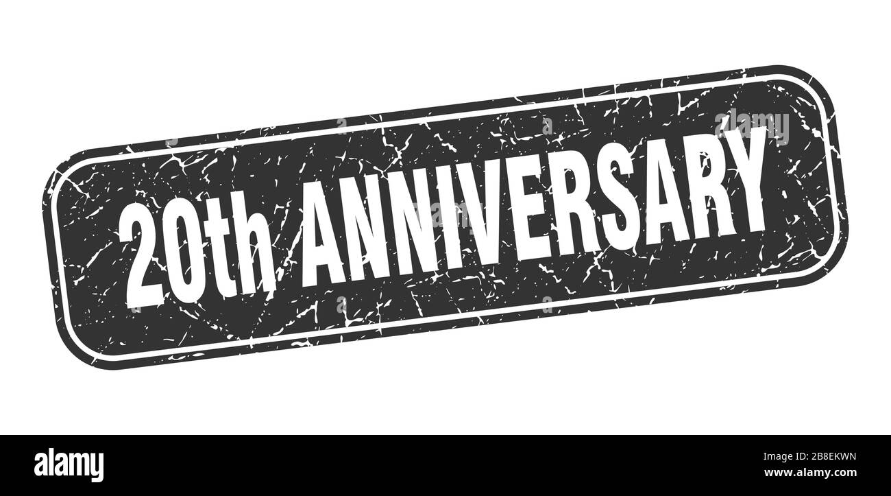 20th anniversary stamp. 20th anniversary square grungy black sign Stock ...