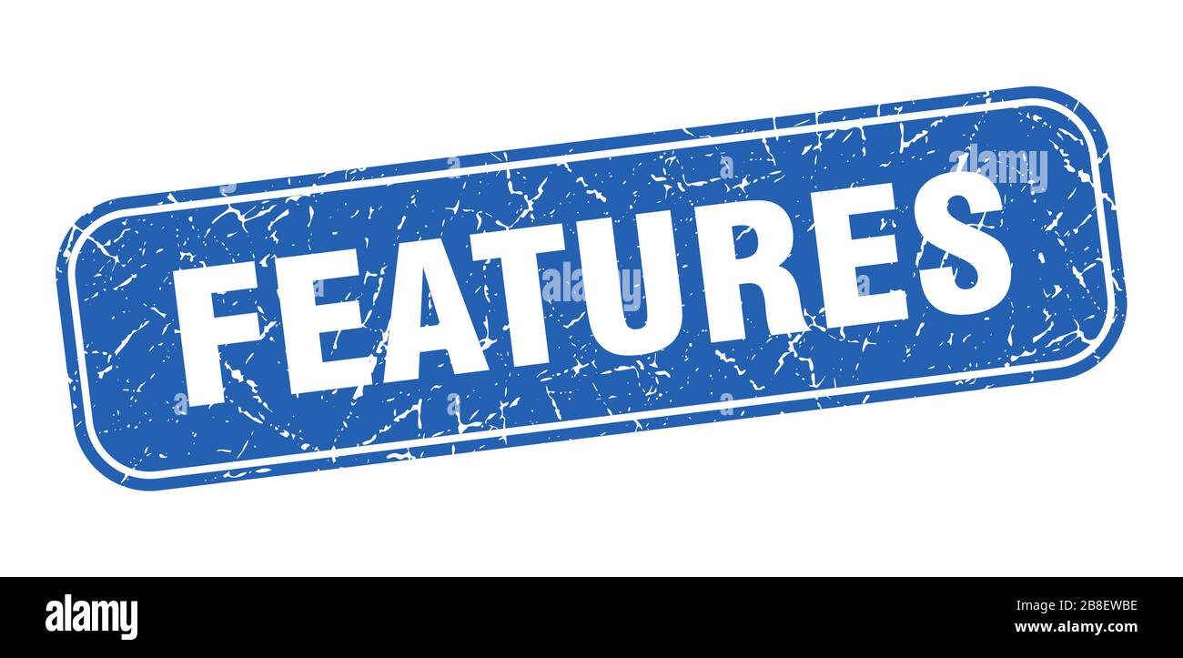 features stamp. features square grungy blue sign Stock Vector Image ...
