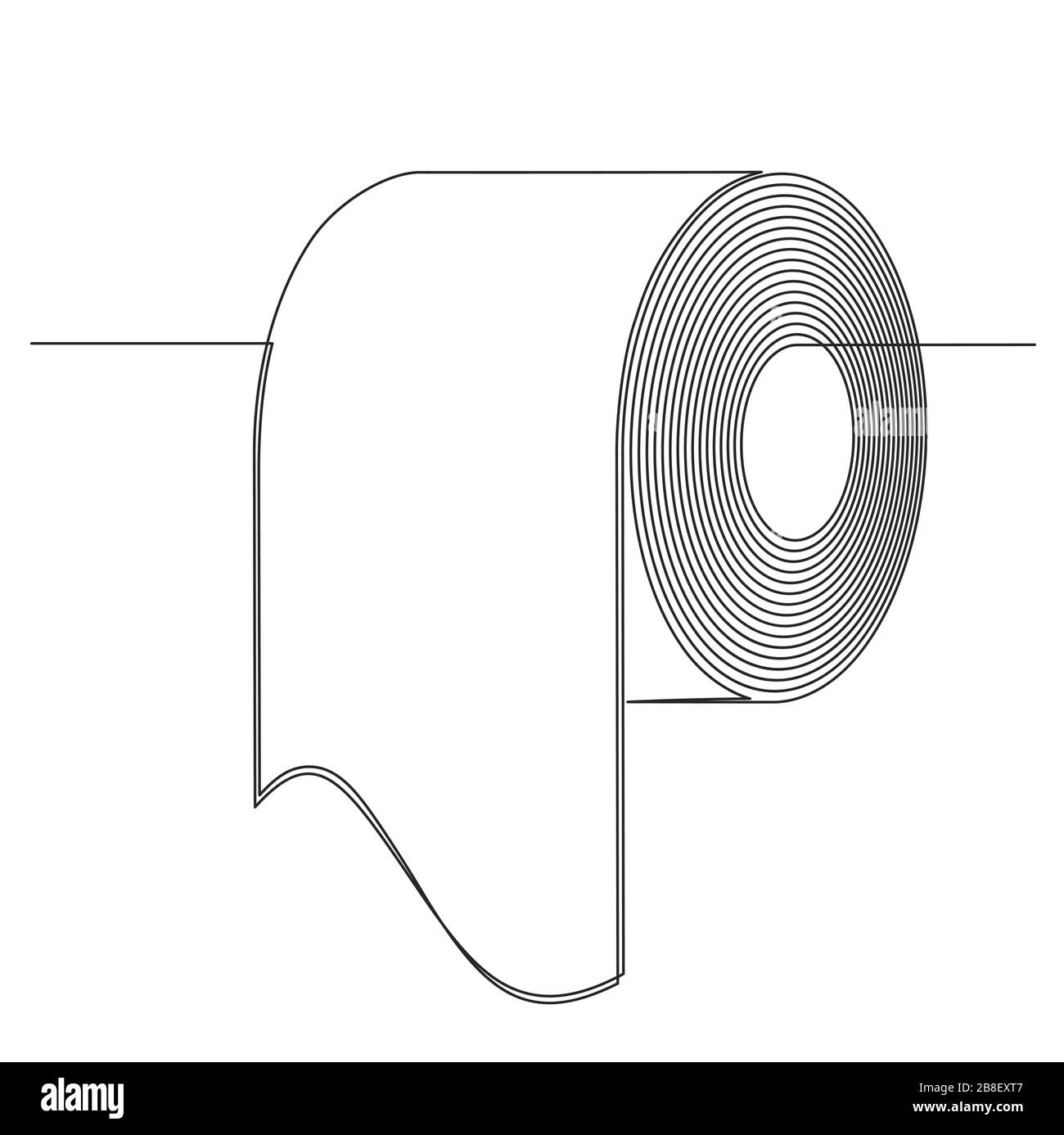 Roll of toilet paper in one continuous long line drawing style. Black and white vector illustration for your design. Panic shopping, increased demand Stock Vector