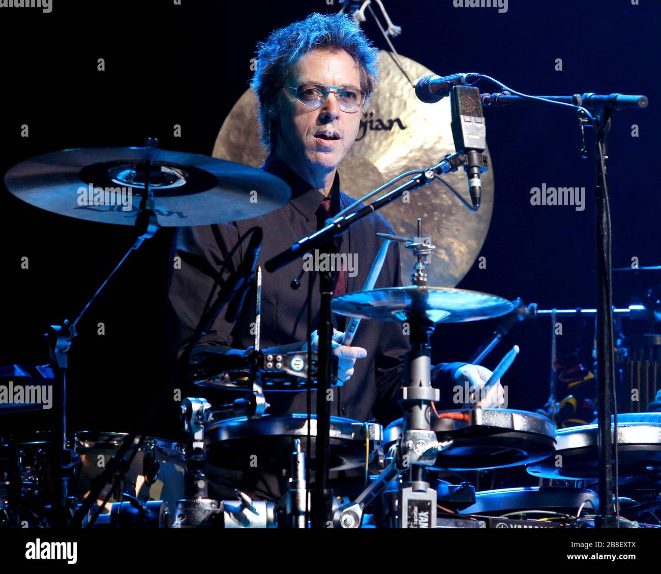 Percussionist John Mahon performs with Elton John at the BankAtlantic
