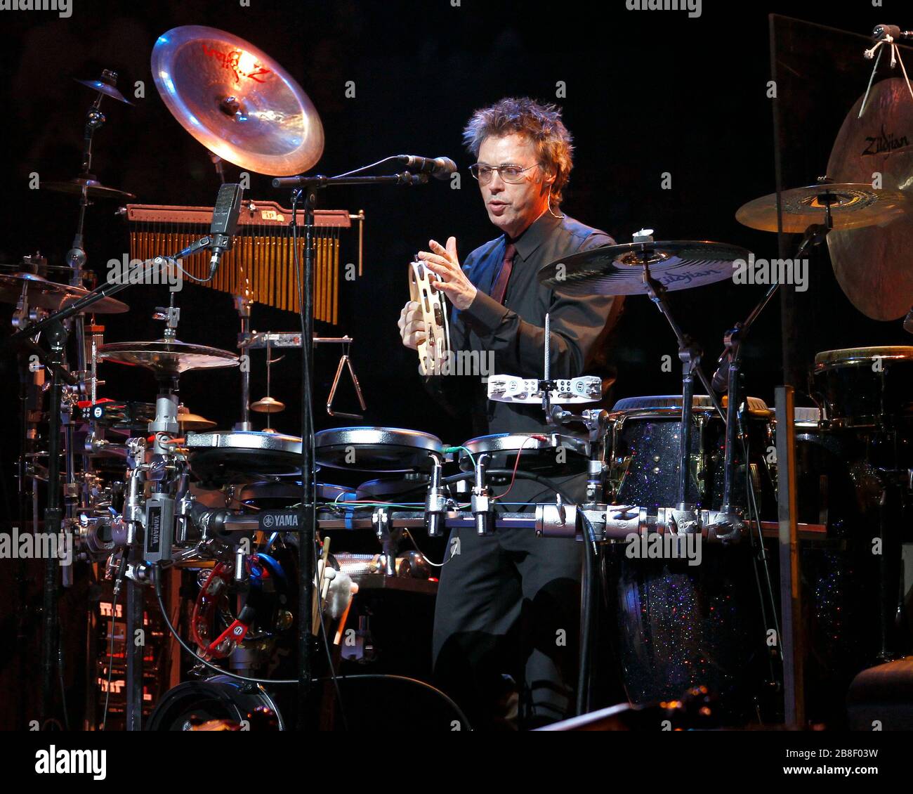 Percussionist John Mahon performs with Elton John at the BankAtlantic