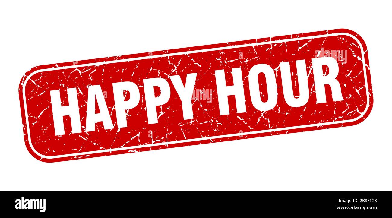 happy hour stamp. happy hour square grungy red sign Stock Vector Image