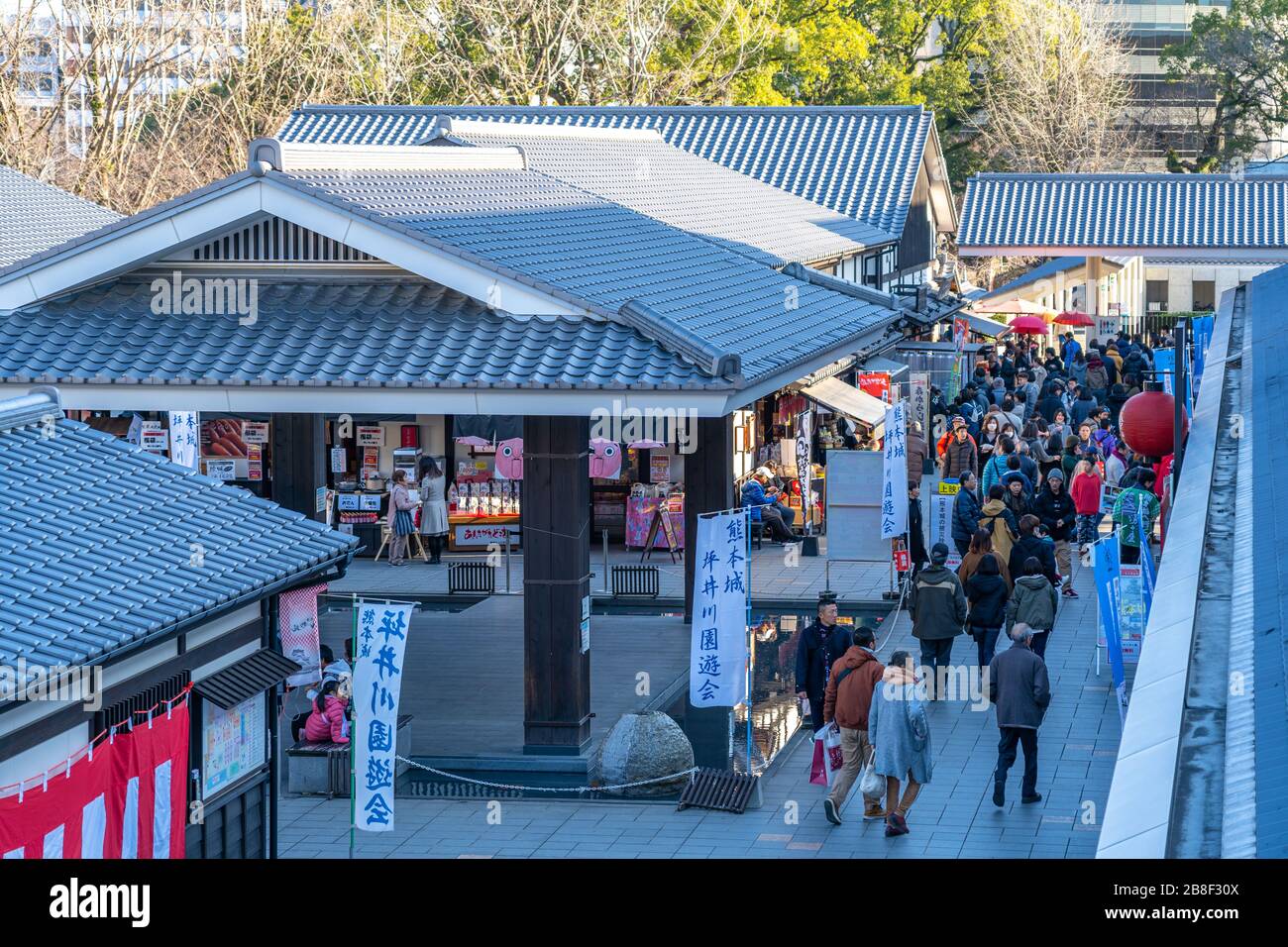 Sakura-no-Baba Johsaien in Kumamoto City during new year holiday. A popular tourist attraction convey to visitors food, history and cultural tradition Stock Photo