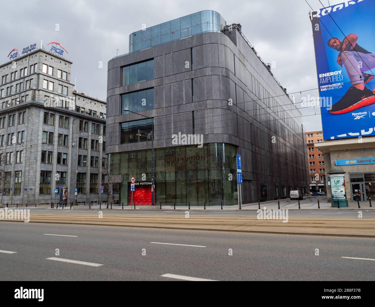 Warsaw - January 2020: Exterior of the Louis Vuitton Store. Louis