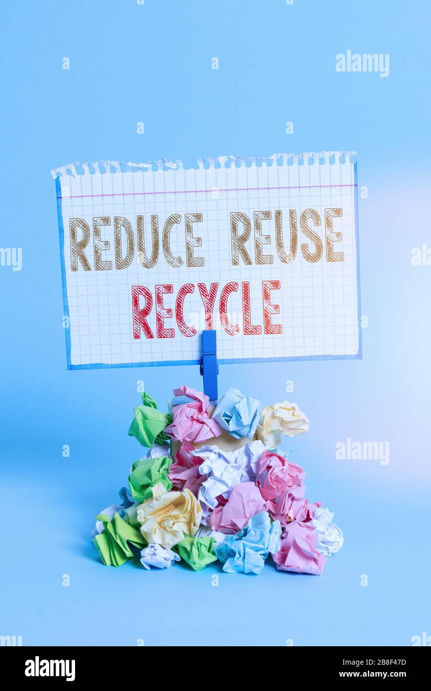 Handwriting text writing Reduce Reuse Recycle. Conceptual photo ...