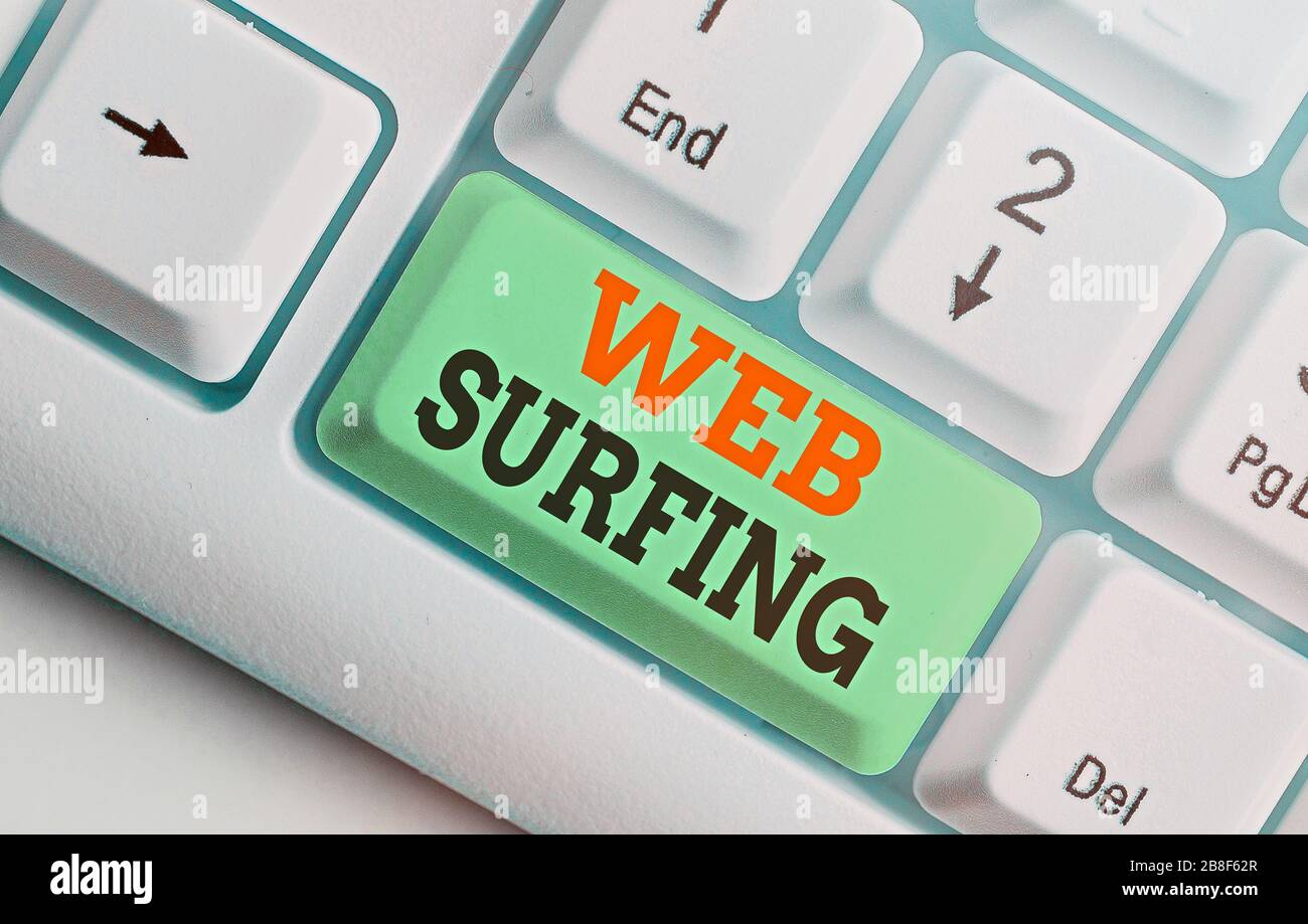 Conceptual hand writing showing Web Surfing. Concept meaning Jumping or ...