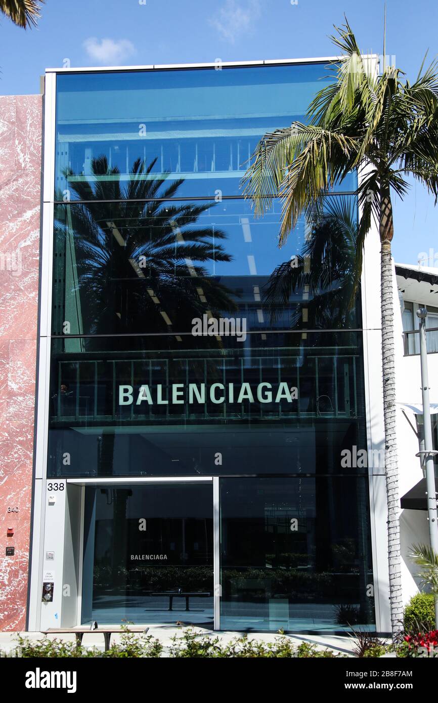 BEVERLY HILLS, LOS ANGELES, CALIFORNIA, USA - MARCH 21: BALENCIAGA Beverly  Hills Rodeo Drive store, temporarily closed due to the coronavirus, two  days after the 'Safer at Home' order issued by both