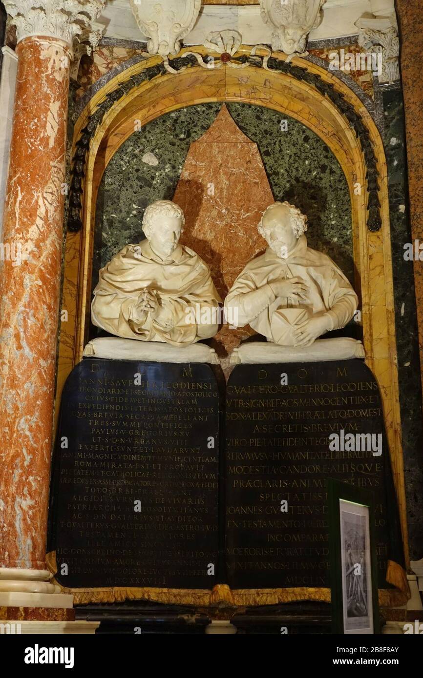 Giovanni Savernier and Giovanni de Castro by Alessandro Algardi - Santa Maria dell'Anima - Rome, Italy - Stock Photo