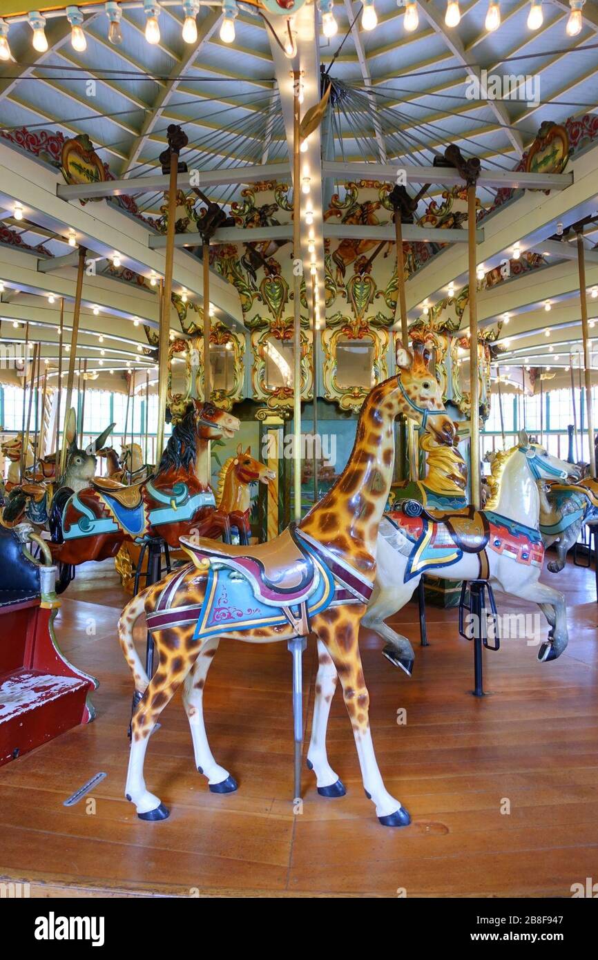 Giraffe - Dentzel Carousel, San Francisco Zoo - San Francisco, CA Stock