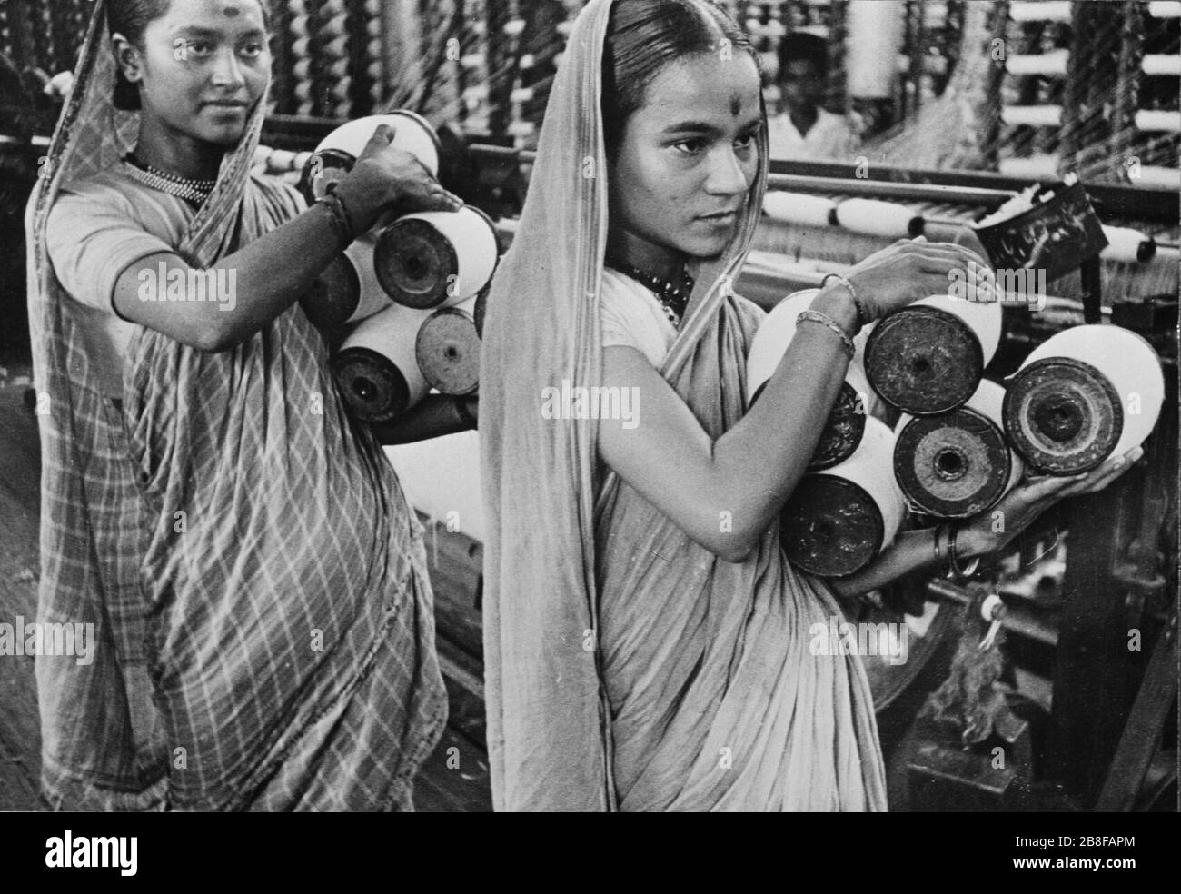 Girl workers in a booming Bombay textile mill 8b09843v Stock Photo Alamy